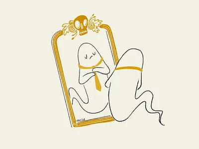 22 Knot aughost aughostus gloom character character design design ghost illustration knot midcentury mirror procreate retro tie vintage women in illustration