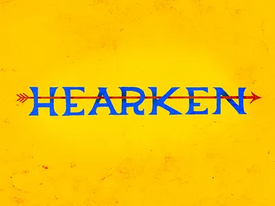Hearken arrow blue hearken procreate typography yellow