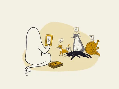 21 Telepathic aughost aughostus gloom cat character character design design ghost illustration midcentury mind reader procreate pyshic retro telepathic vintage women in illustration