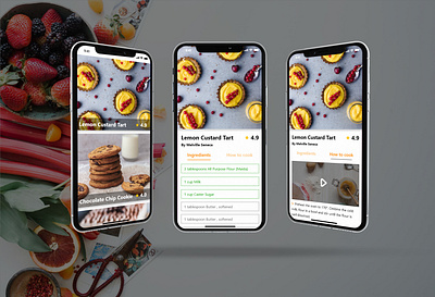 Recipes App 040 adobe xd app challange dailyui dailyui040 dailyuichallenge design dessert food app instructions ios mobile recipe recipe app recipes recipes app ui ux