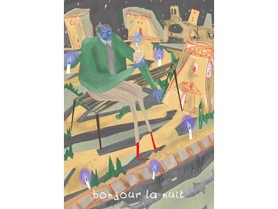 Bonjour la nuit 🌚 illustration lonely night paris
