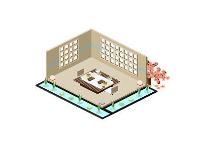 🍵Isometric Tea Room architecture building icon cherry blossom garden interior isometric isometric art isometric design isometric house isometric icon isometric illustration isometric tea room isometry japan japanese culture japanese food tea traditional ui zen