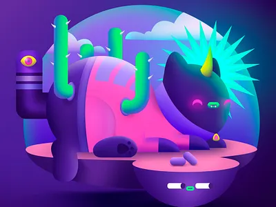 DTIYS Cat-tucs digital painting digitalart draw illustration illustration art neon