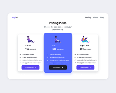 🧘 Pricing Plans for Yoga Program blush clean design figma figma design illustration landing page minimal pablo stanley pricing page product ui ux ui visual design website