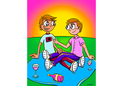 picnic cartoons freehand illustration