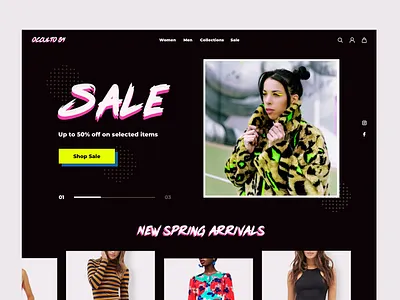 E-commerce Site - Clothing Brand brand brand identity bright bright color clothing colorful dark design ecommerce neon ui design ux design