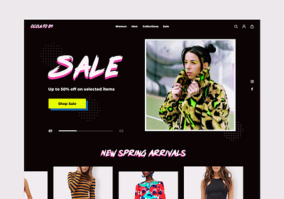 E-commerce Site - Clothing Brand brand brand identity bright bright color clothing colorful dark design ecommerce neon ui design ux design