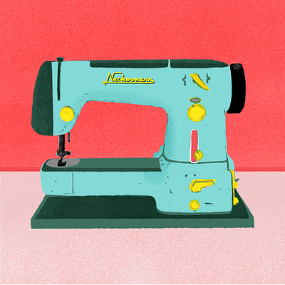 sewing machine colorful digital art illustration sewing machine