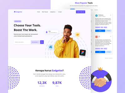 Gadgetize - Design & Development Tools Recommendation creative designs figma landing design landing page concept landing page design landing page ui landingpage logo mockup uidesign uidesigner uiux uiuxdesign web design webdesign webpage