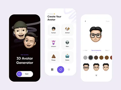 3D Avatar Generator Mobile Exploration 3d 3d illustration avatar avatar generator card clean emoji emoji app emoji set emojis generator ios memoji memoji app mobile mobile app mobile app design mobile apps mobile design mobile ui