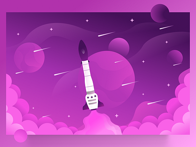 Outer Space Illustration design illustration planet rocket space visual art