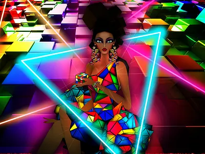 Rubik Cube Fashion Model fashion geometric illustration model rubik rubiks cube toy