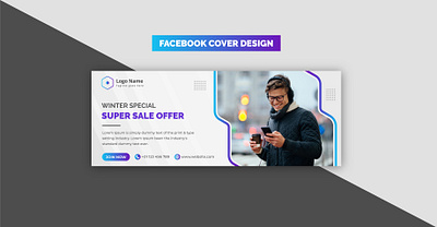 Creative Modern Voilet Winter Special Super Sale Facebook Banner cloth graphic design cloth graphic design commercial