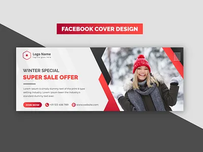 Creative Modern Red Winter Special Super Sale Facebook Banner brand identity corporate graphic design