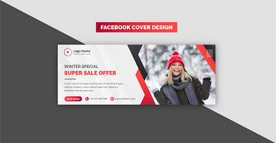 Creative Modern Red Winter Special Super Sale Facebook Banner brand identity corporate graphic design