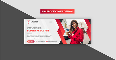 Creative Modern Red Winter Special Super Sale Facebook Banner brand design brand identity branding business commercial corporate creative design illustration