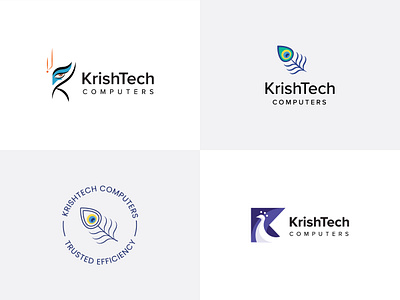 Logo Exploration for Krishtech Computers brand brand identity branding computers consumer design drone electronic electronics electronics store krishna logo peacock retail retail store store