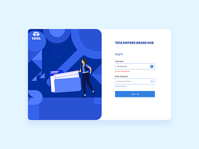 Sign In Page/Log in Page for Tata Motors Brand Hub adobexd blue branding dashboard folders form design form field geometric illustration interface login page minimal sign in sign up ui uidesign