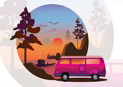 travel flat illustration flat vector landscape travel vector vector illustration vectorart