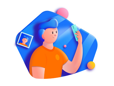 Taking Selfie 3d charecter design illustration picture potrait selfie