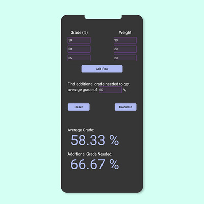 Grade Calculator calculator calculator ui dailyui design designs developer figma illustrator logo minimal ui ui ux design ui design ux vector