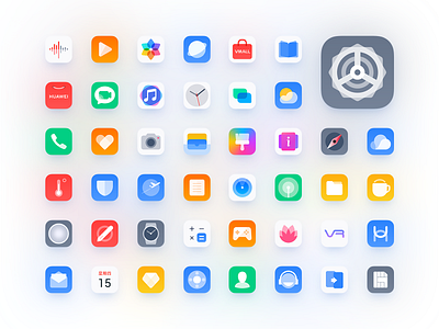 HUAWEI Mobile Theme app browser camera clock cloud compass file game healthy icon mail music read thermometer ui ux video wallet wear weather