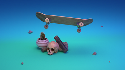 0001 - Keep Pushing Series - 0001 3d 3dillustration abstract animation blender branding cycles design grunge illustration logo motion design motion graphics skateboard skull street styleframe ui ux vector