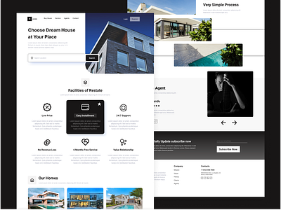 Real Estate Landing Page app branding clean design flat mobile sketch type typography ui ux web