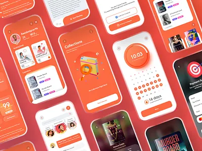 Kook Reader Ui Kit app app design book bookshop ebook illustration minimal mobile app mobile ui reader reading reading app ui