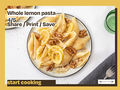 Recipe cover, brutal style design food interface pasta recipe style ui yellow