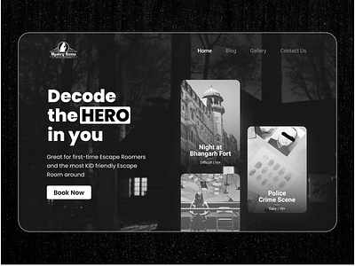 Mystery Rooms Hero - Redesign booking concept concept design designer figma free hero hero banner hero image hero section heroes mockup mystery mystery machine rooms ui uidesign uxwriting