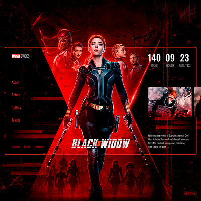 Black widow/ Черная вдова blackwidow concept design marvel ui ux web website