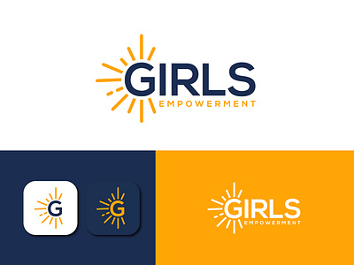 Girls Empower Logo branding clean flat girls icon illustration lettering logo logodesign minimal minimalist logo modern power simple sunrays typography unique vector wordmark