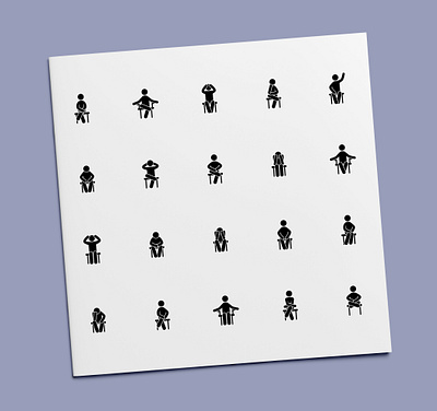 Stick Figure: Man Sitting on Chair Icons gesture icon icon design icon set icons position posture sit sitting stick figure