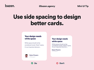 Mini UI Tip - Side spacing bazen agency card design card layout card template card ui card ui design cards ui design inspiration design solution design thinking design tip design tips spacing ui ui card ui cards ui daily ui design user interface ui white space