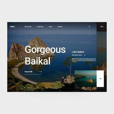 Gorgeous Baikal trips baikal design journey lake lakes landing landing page landingpage nature tourism tourist trip trips ui ui design ui ux uiux ux ux design uxui