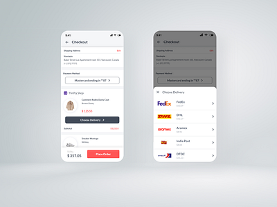 Checkout Interface Inspiration - Online Store App android branding checkout checkout process delivery dhl icon mobile onlinestore product product detail responsive ui uiux ux