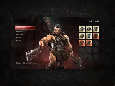 Berserk Inventory - Concept berserk dark fantasy game game design inventory menu ui