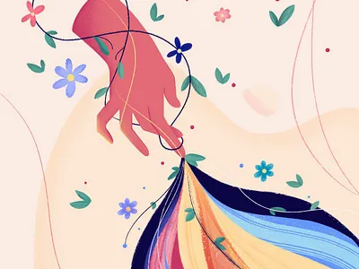 Hand 2d colors design dream flower hand hand drawn illustration light magic people power procreate texture touch