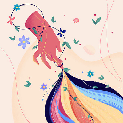 Hand 2d colors design dream flower hand hand drawn illustration light magic people power procreate texture touch