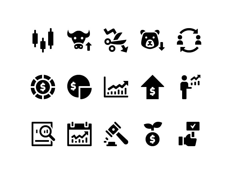 Stock Market Icons app button glyph icon iconography iconset interface line stock market ui ux