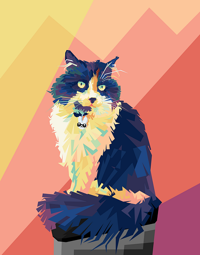 Cat in wpap pop art portrait illustration amazing animal artwork colorful illustration indonesian pet pet portrait pop art pop art portrait popular poster print wall art wpap