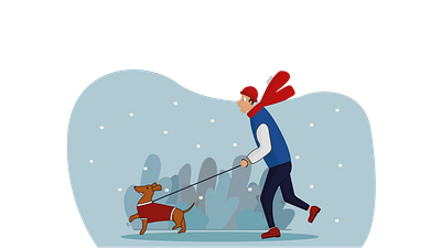 The man with a dog adobe illustrator design dog drawing illustration people running snow vector walking winter winter walking