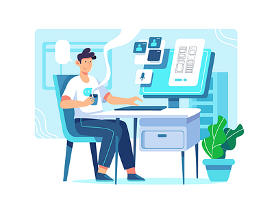 Enjoy Work from home app branding design flat illustration flatdesign illustration illustrator ui ux