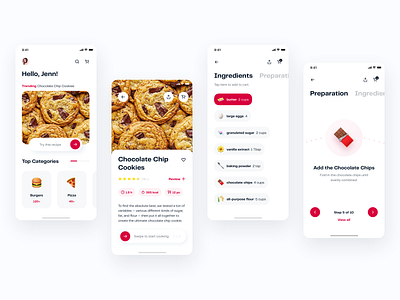 Cooking App Concept clean cooking cooking app ingredients minimal minimal ui minimalist modern pink preparation recipe recipe app recipes simple design ui ux white ui whitespace