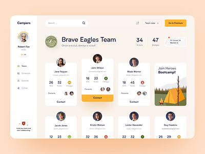 Scout School Dashboard 야애니 interface product service startup ui ux web website 야애니