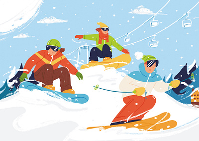 Winter Sports Illustration for calendar art character design flat graphic design illustration illustrator minimal people ui vector web website