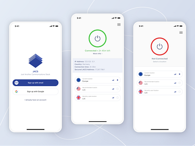 Mobile App - JACS VPN app blockchain crypto design minimal mobile privacy ui ux vpn vpn app