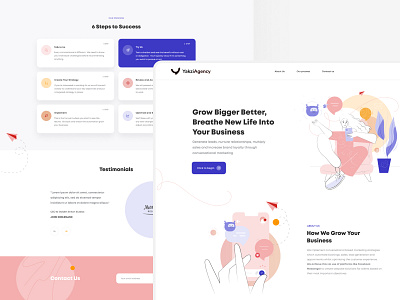 Yakzi Agency Homepage clean designer figma homepage illustration landing minimal pink sketch typography ui ui design ux ux design web