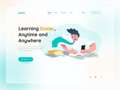 Lərn - Online School Hero Section design education website elearning glassmorphism graphic design illustration illustration art illustrator landing page landingpage learning platform online school school app ui uiux ux vector illustration website design